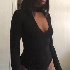 Open chest, high neck bodysuit